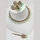 NAFJ Gold Plated Elegant Ethnic Crystal Stone & Beads Necklace Set