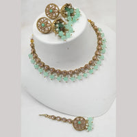 NAFJ Gold Plated Elegant Ethnic Crystal Stone & Beads Necklace Set