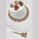 NAFJ Gold Plated Elegant Ethnic Crystal Stone & Beads Necklace Set