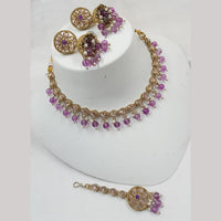 NAFJ Gold Plated Elegant Ethnic Crystal Stone & Beads Necklace Set