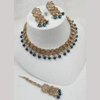 NAFJ Gold Plated Elegant Ethnic Crystal Stone & Beads Necklace Set