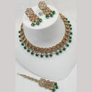 NAFJ Gold Plated Elegant Ethnic Crystal Stone & Beads Necklace Set