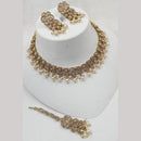 NAFJ Gold Plated Elegant Ethnic Crystal Stone & Beads Necklace Set