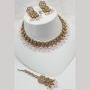 NAFJ Gold Plated Elegant Ethnic Crystal Stone & Beads Necklace Set