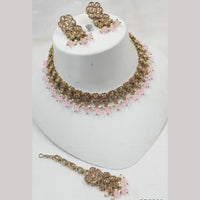 NAFJ Gold Plated Elegant Ethnic Crystal Stone & Beads Necklace Set