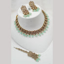 NAFJ Gold Plated Elegant Ethnic Crystal Stone & Beads Necklace Set