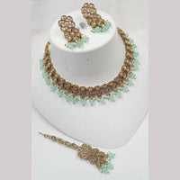 NAFJ Gold Plated Elegant Ethnic Crystal Stone & Beads Necklace Set