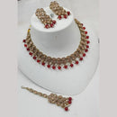 NAFJ Gold Plated Elegant Ethnic Crystal Stone & Beads Necklace Set