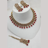 NAFJ Gold Plated Elegant Ethnic Crystal Stone & Beads Necklace Set