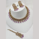 NAFJ Gold Plated Elegant Ethnic Crystal Stone & Beads Necklace Set