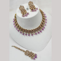 NAFJ Gold Plated Elegant Ethnic Crystal Stone & Beads Necklace Set