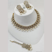 NAFJ Gold Plated Elegant Ethnic Crystal Stone & Beads Necklace Set