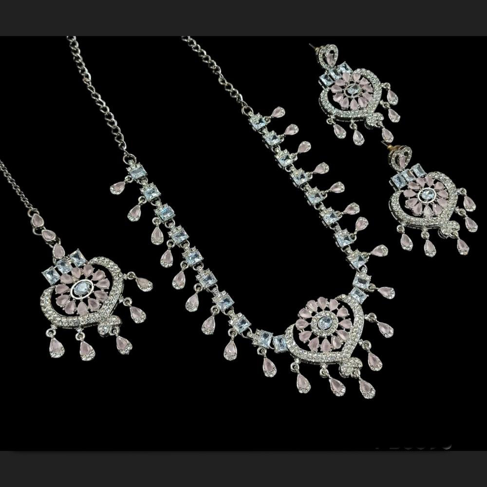 NAFJ Classic Silver PlatedCrystal And Austrian Stones Necklace Set