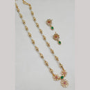 NAFJ Gold-Plated Sparkling Crystals and Elegant Pearls Long Necklace Set