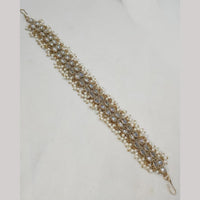NAFJ Gold-Plated Crystals and Elegant Pearls Sheeshphool Perfect for Weddings and Festive Occasions