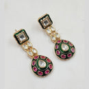 NAFJ Royal Look Gold Plated Meenakari Kundan Dangler Earrings
