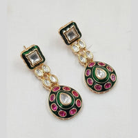 NAFJ Royal Look Gold Plated Meenakari Kundan Dangler Earrings
