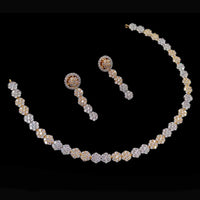 NAFJ Party Wear 2 Tone Plated Austrian Stone Necklace Set
