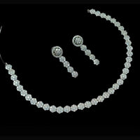 NAFJ Party Wear Silver Plated Austrian Stone Necklace Set