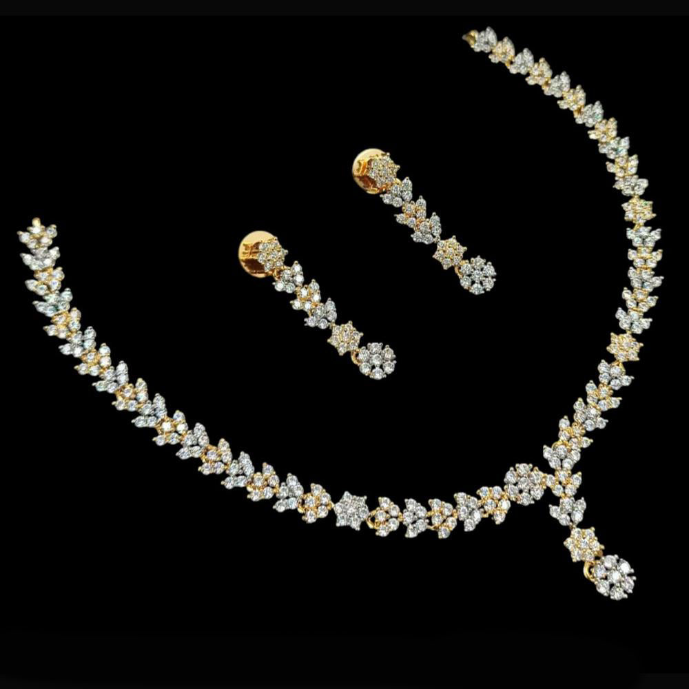 NAFJ Party Wear 2 Tone Plated Austrian Stone Necklace Set
