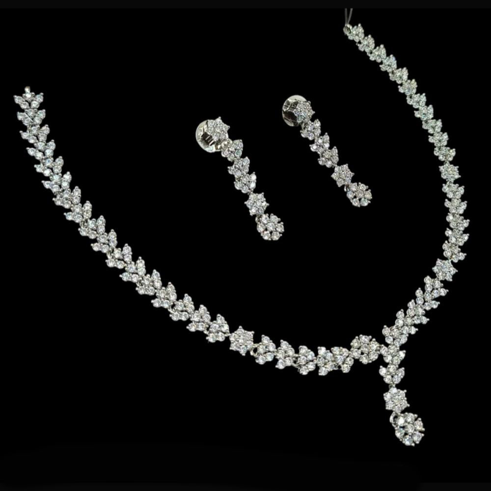 NAFJ Party Wear Silver Plated Austrian Stone Necklace Set