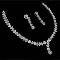 NAFJ Party Wear Silver Plated Austrian Stone Necklace Set