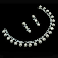 NAFJ Party Wear Silver Plated Austrian Stone Necklace Set