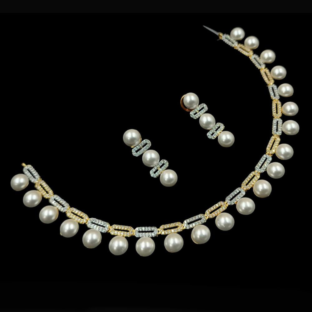 NAFJ Party Wear 2 Tone Plated Austrian Stone Necklace Set