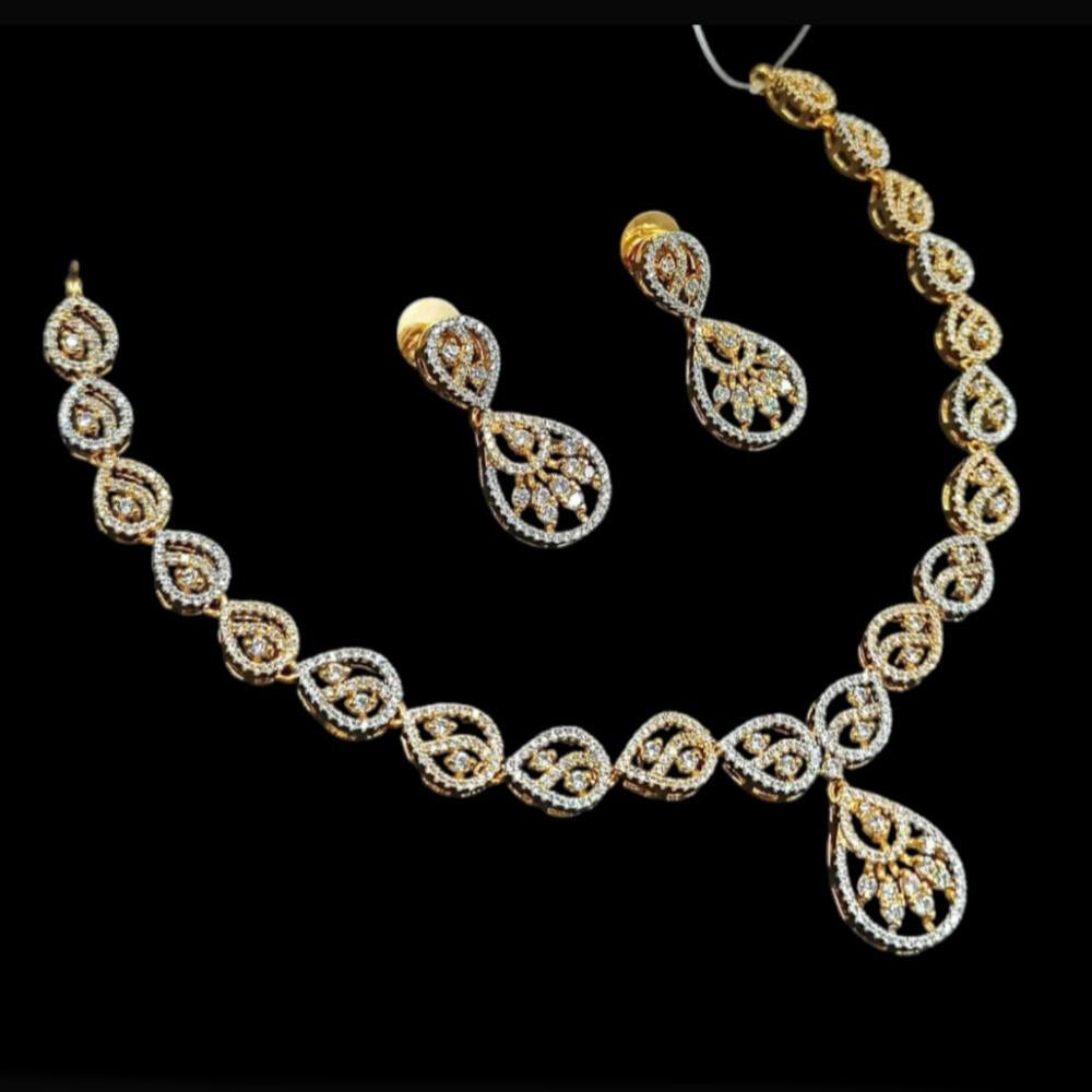 NAFJ Party Wear 2 Tone Plated Austrian Stone Necklace Set