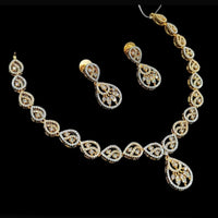 NAFJ Party Wear 2 Tone Plated Austrian Stone Necklace Set