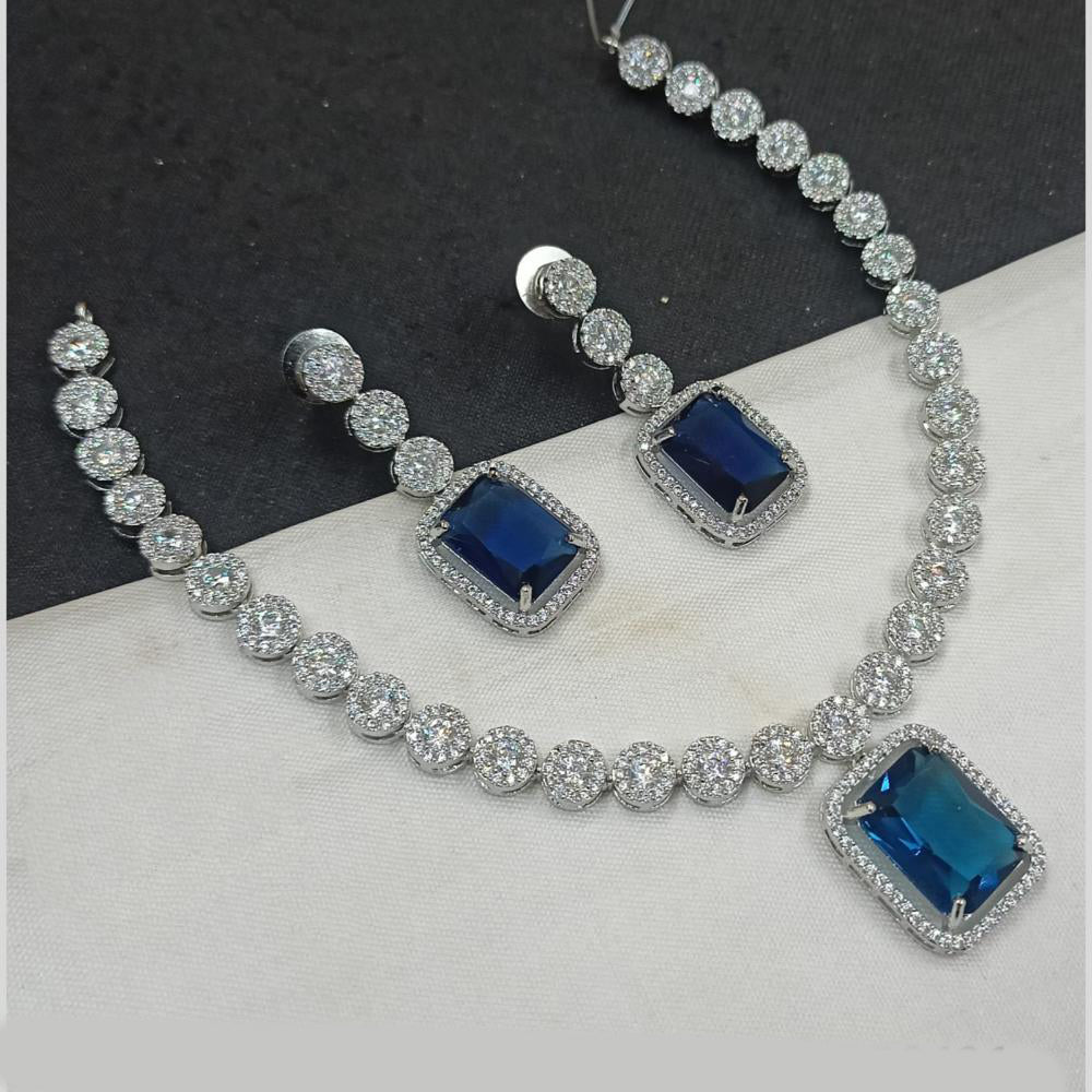 NAFJ Party Wear Silver Plated Austrian Stone Necklace Set