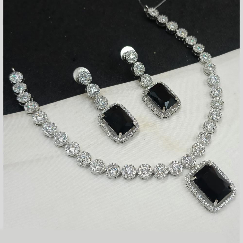 NAFJ Party Wear Silver Plated Austrian Stone Necklace Set