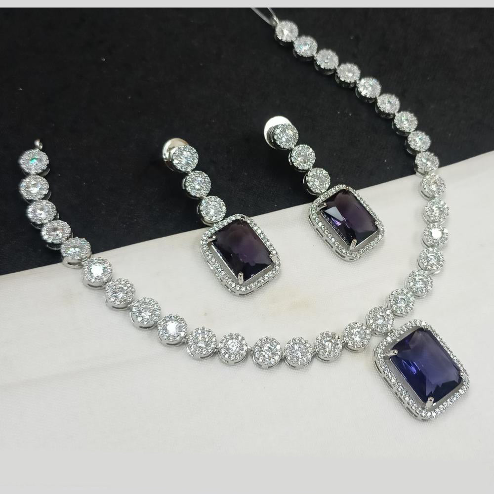 NAFJ Party Wear Silver Plated Austrian Stone Necklace Set