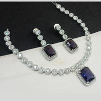 NAFJ Party Wear Silver Plated Austrian Stone Necklace Set