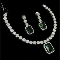 NAFJ Party Wear Silver Plated Austrian Stone Necklace Set