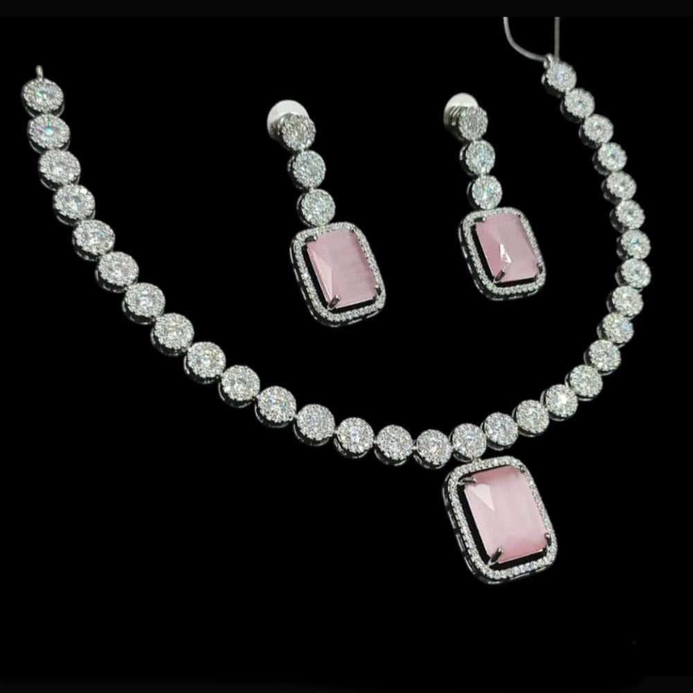 NAFJ Party Wear Silver Plated Austrian Stone Necklace Set