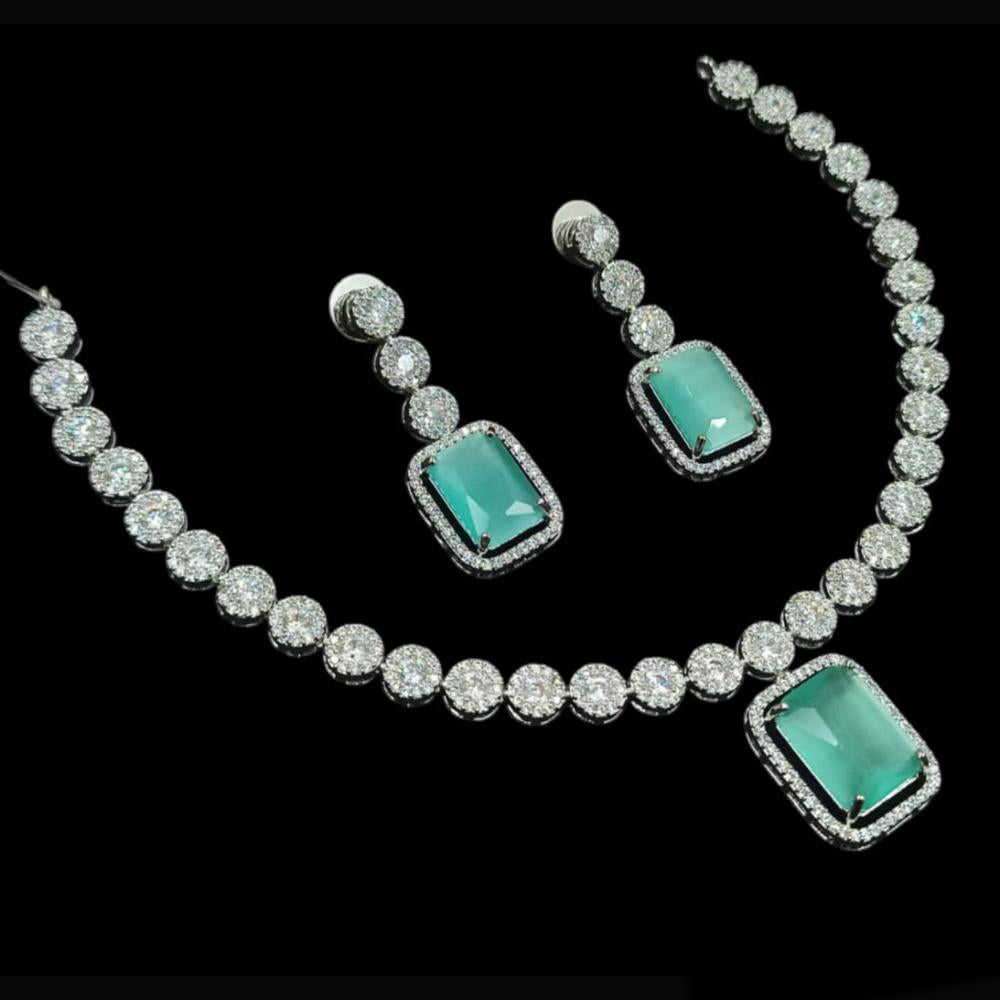 NAFJ Party Wear Silver Plated Austrian Stone Necklace Set