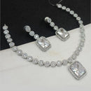 NAFJ Party Wear Silver Plated Austrian Stone Necklace Set