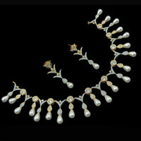 NAFJ Party Wear 2 Tone Plated Austrian Stone Necklace Set