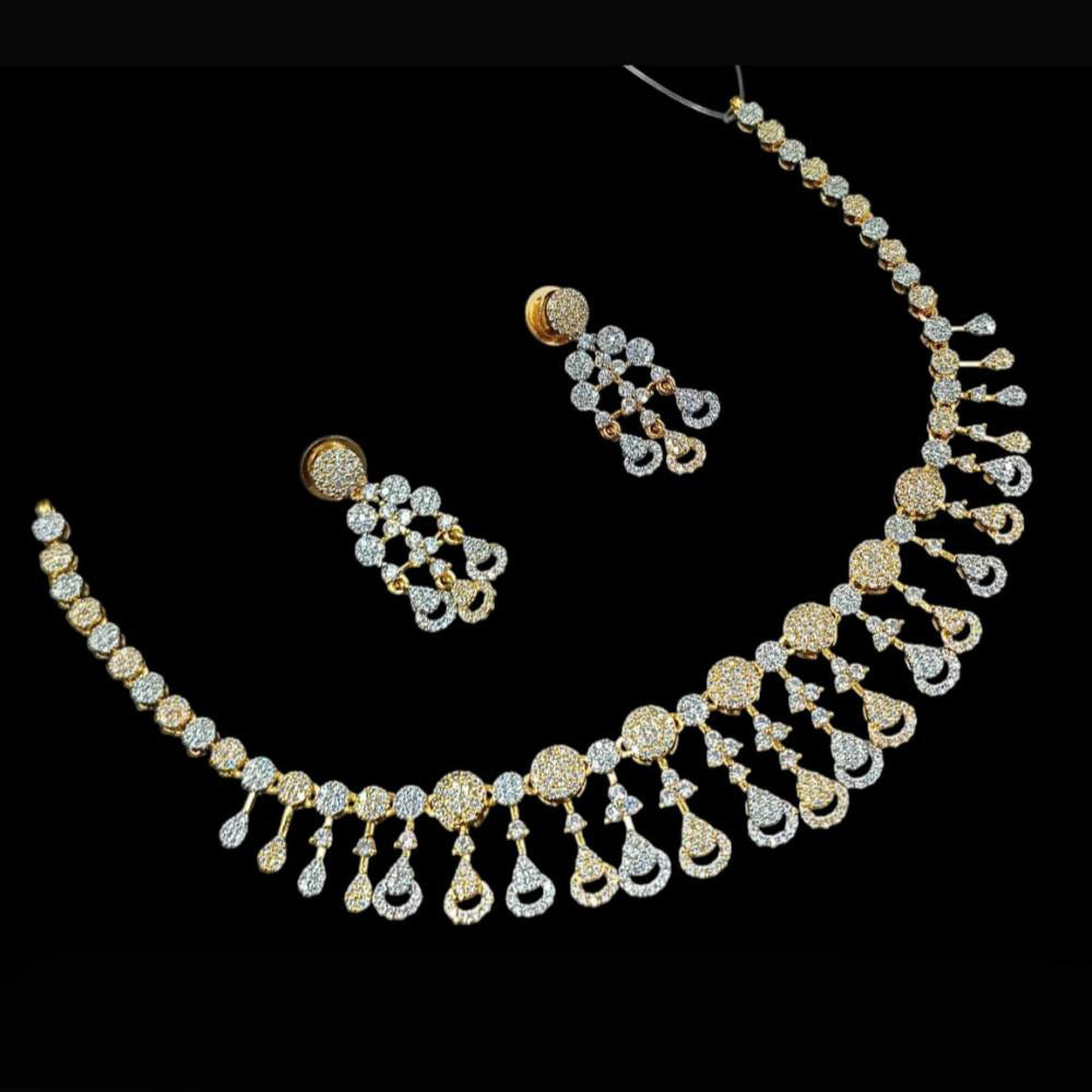 NAFJ Party Wear 2 Tone Plated Austrian Stone Necklace Set