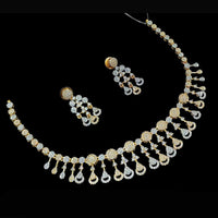 NAFJ Party Wear 2 Tone Plated Austrian Stone Necklace Set