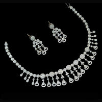 NAFJ Party Wear Silver Plated Austrian Stone Necklace Set