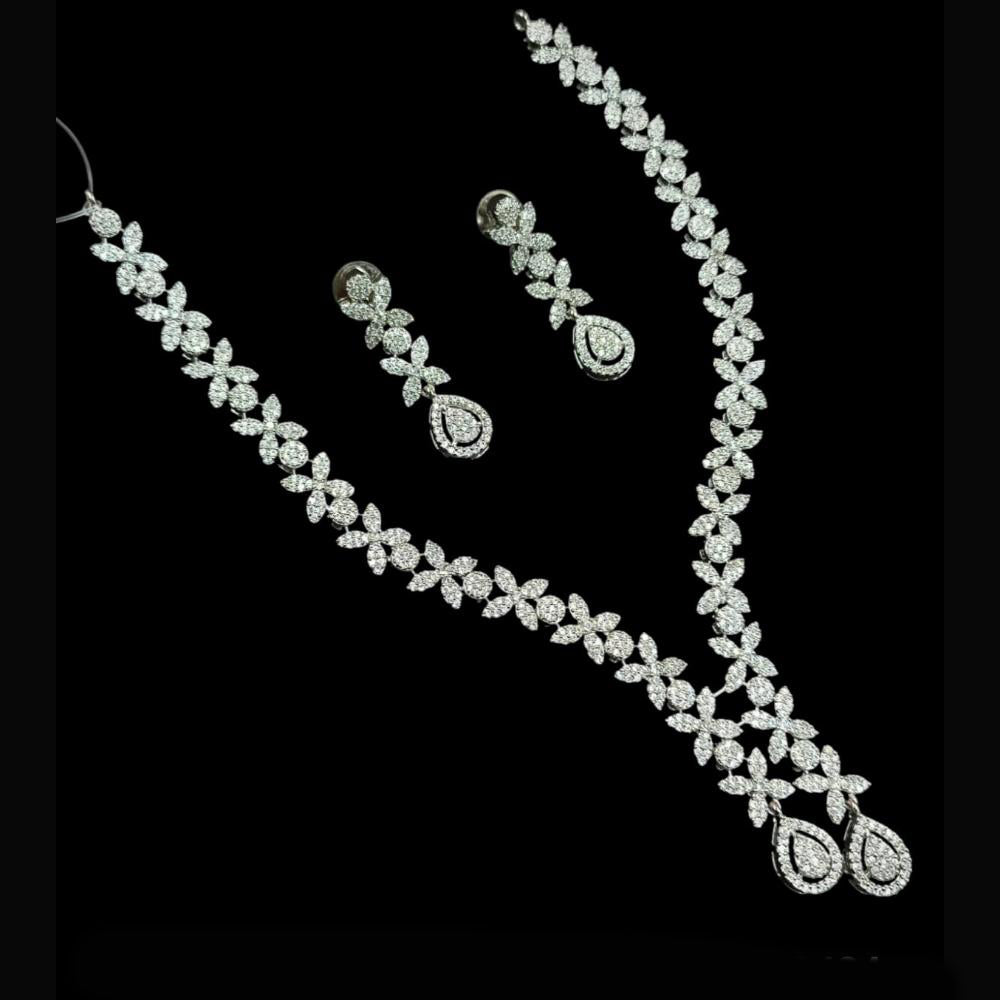 NAFJ Party Wear Silver Plated Austrian Stone Necklace Set