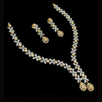 NAFJ Party Wear 2 Tone Plated Austrian Stone Necklace Set