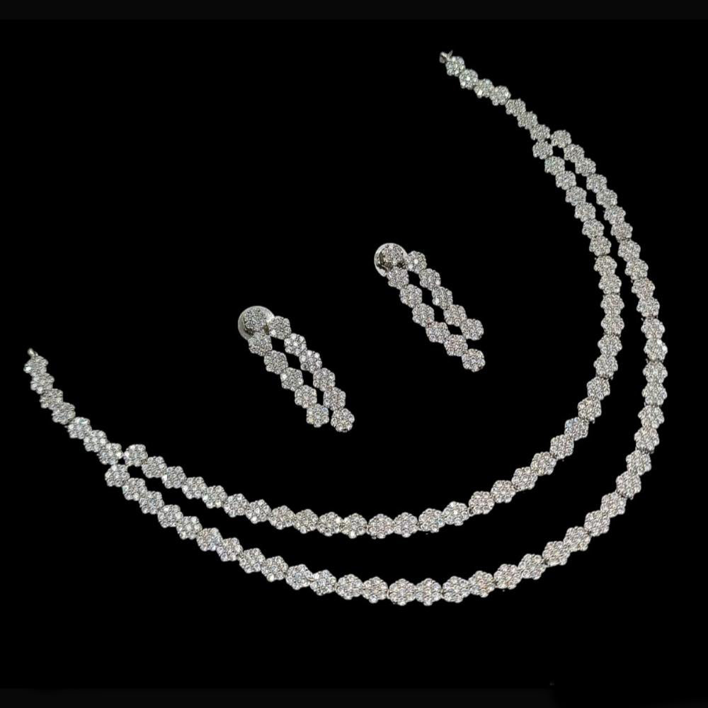 NAFJ Party Wear Silver Plated Austrian Stone Necklace Set