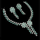 NAFJ Party Wear Silver Plated  Embellished with American Diamonds Necklace Set