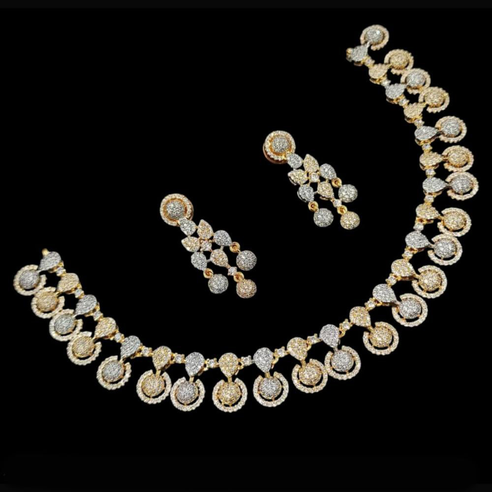 NAFJ Party Wear 2 Tone Plated Austrian Stone Necklace Set