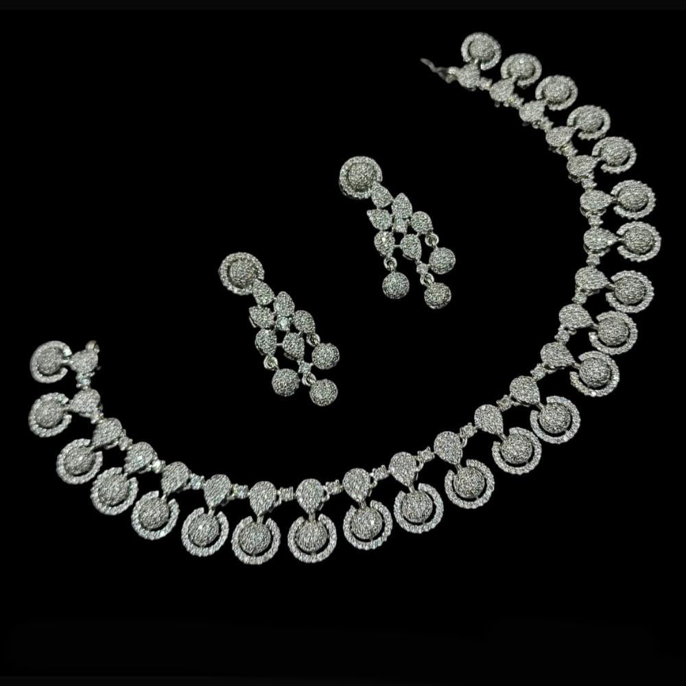 NAFJ Party Wear Silver Plated Austrian Stone Necklace Set