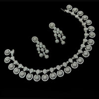 NAFJ Party Wear Silver Plated Austrian Stone Necklace Set