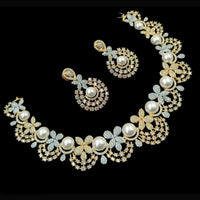 NAFJ Party Wear 2 Tone Plated Austrian Stone Necklace Set